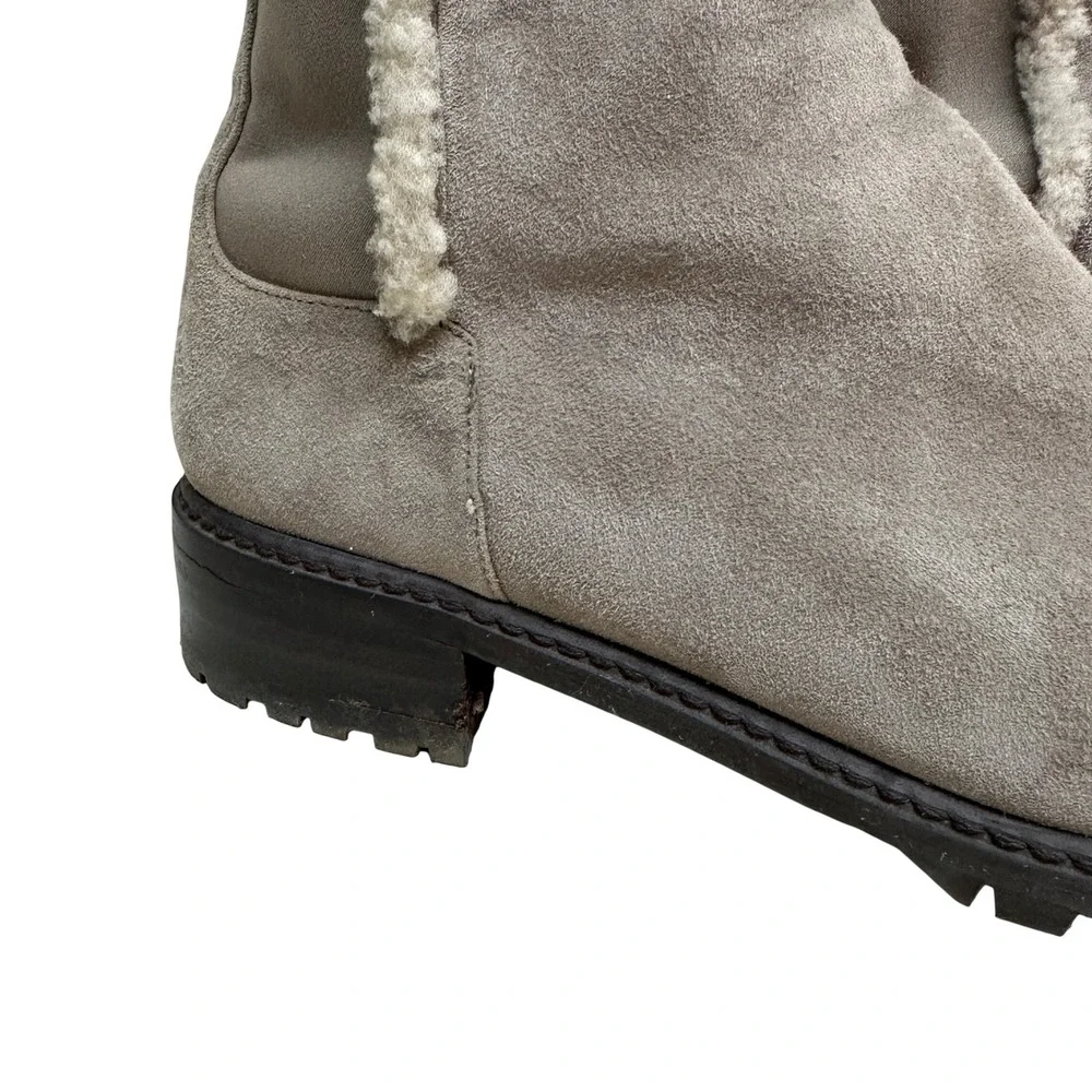 Stuart Weitzman Gray Suede Parka Shearling Lined Over The Knee Boots Women's 8.5